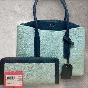 Kate Spade Margaux satchel & matching wallet - Blue Glow/Navy